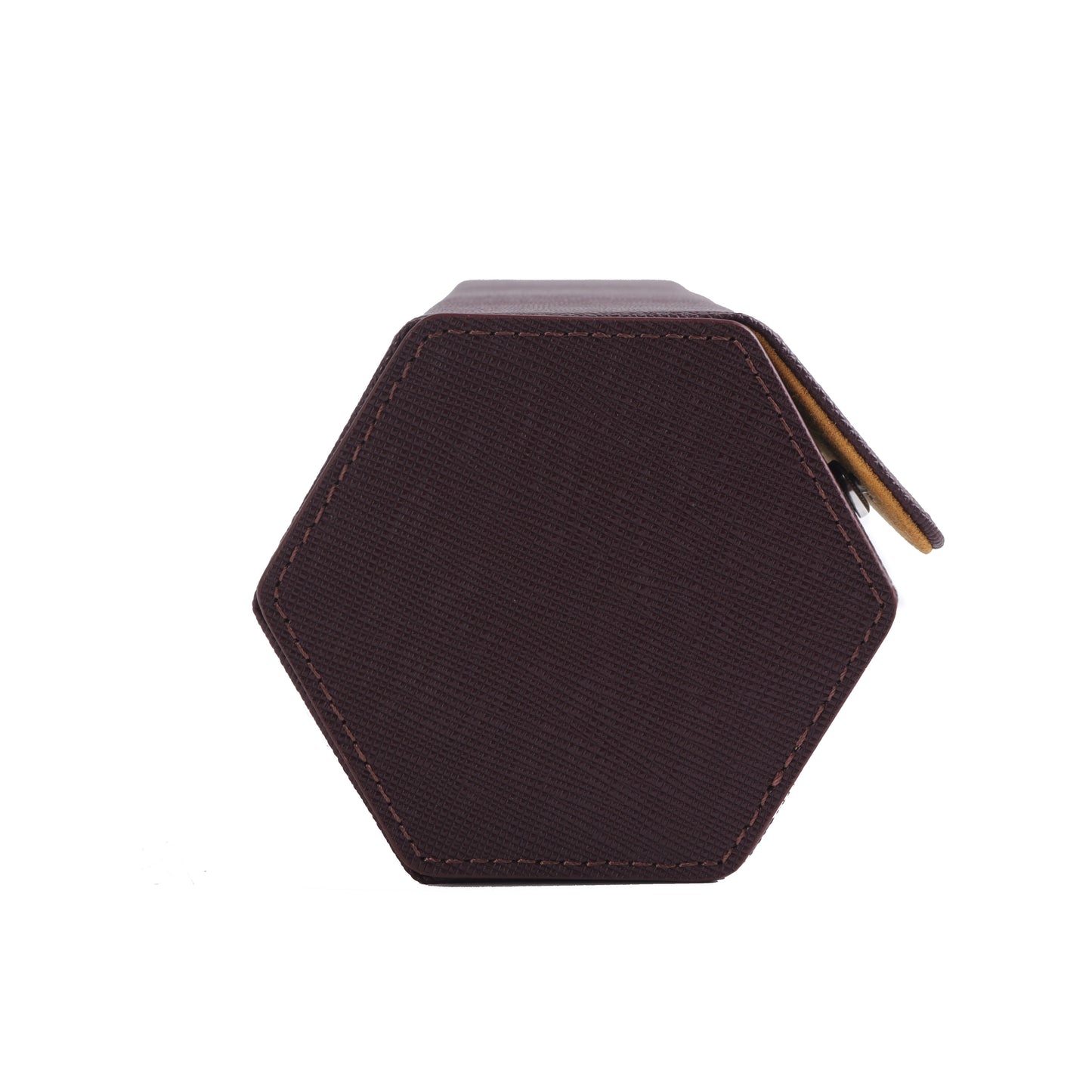 Burgundy Saffiano Hexagon Watch Roll - Three Watches