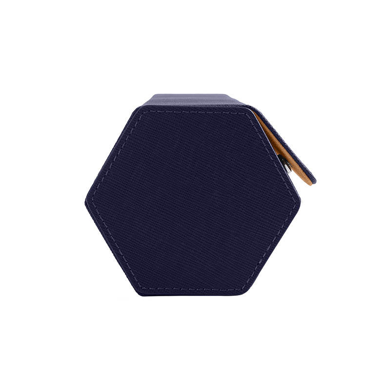 Blue Saffiano Hexagon Watch Roll - Three Watches